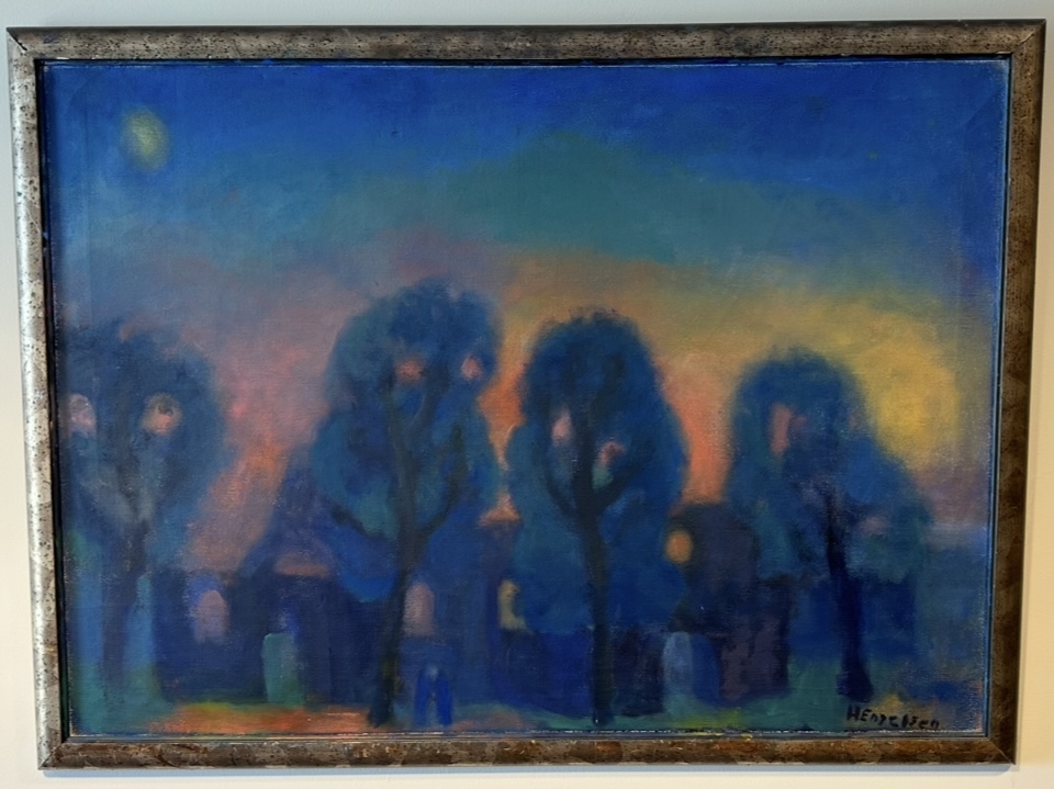 Engelsen, Haakon 2017 olje 64x89cm Kveldssol/Kirkeruiner